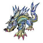 1:1 ambiguous_gender bandai_namco capcom claws digimon digimon_(species) fanged_wyvern feral garurumon horn hybrid hybrid_digimon low_res monster monster_hunter official_art sharp_teeth solo teeth toe_claws watanabe_kenji zino_garurumon zinogre