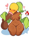 balls bellsprout blush bodily_fluids breasts elemental_creature featureless_crotch fellatio female flora_fauna generation_1_pokemon genitals group hair heart_symbol hi_res humanoid leaf leaf_arms lips male male/female mario_bros nintendo nipples not_furry nude nude_female oral oral_penetration penetration penile penis piranha_plant plant pokemon pokemon_(species) ponytail puppysnackz question_mark saliva sex simple_background sitting solo_focus sucking sweat wet