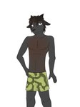 anthro bovid boxers_(clothing) caprine clothed clothing fuze green_clothing green_underwear hi_res male mammal nipples roland_(texnatsu) simple_background solo texnatsu topless underwear white_background