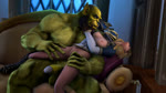 16:9 3d_(artwork) 3d_animation animated balls blizzard_entertainment breasts digital_media_(artwork) duo fangs female foreplay galian-beast genitals green_body green_skin human humanoid humanoid_pointy_ears jaina_proudmoore male male/female mammal muscular muscular_humanoid muscular_male no_sound orc penis seductive short_playtime teeth thrall_(warcraft) warcraft webm widescreen