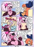 anthro bandana_waddle_dee base_three_layout big_breasts blockage_(layout) breasts brown_body clothed clothing collar comic duo english_text eye_patch eyewear female four_frame_image heart_symbol hi_res horizontal_blockage kerchief kirby_(series) kirby_and_the_forgotten_land lewdchuu_(artist) nintendo p.k-98 pink_body text three_row_layout waddle_dee