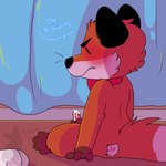 1:1 2017 animal_genitalia animal_penis anthro blush bodily_fluids canid canine coffinpaws cum dialogue digital_media_(artwork) english_text erection eugene_(raichupuppy) feet fingers fox fur genital_fluids genitals male mammal masturbation nude orange_body orange_fur penis sitting solo tail text