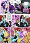 anthro anthrofied big_breasts breasts cleavage clothed clothing comic dialogue dragon english_text equid equine female female/female fluttershy_(mlp) friendship_is_magic hasbro heart_symbol hi_res horn kill_la_kill kissing male mammal my_little_pony mythological_creature mythological_equine mythological_scalie mythology pegasus pia-sama rainbow rarity_(mlp) ryuko_matoi scalie spike_(mlp) studio_trigger text twilight_sparkle_(mlp) unicorn wings