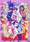 2013 absolutely_everyone applejack_(mlp) baguette banana bed belle_eve_(mlp) blonde_hair blue_body blue_eyes blue_fur blue_hair blush bread brown_hair calpain chest_tuft chibi colored confusion crowded curled_hair cutie_mark derp_eyes derpy_hooves_(mlp) earth_pony equid equine eyes_closed fan_character feathered_wings feathers female female/female feral fluttershy_(mlp) food freckles friendship_is_magic fruit fur furniture green_eyes grey_body grey_fur group hair hasbro horn horse hug john_joseco large_group laser_gun long_hair looking_at_viewer looking_away looking_back looking_up lying male mammal multicolored_hair my_little_pony mythological_creature mythological_equine mythology on_back on_side open_mouth orange_body orange_fur pegasus pillow pink_body pink_fur pink_hair pinkie_pie_(mlp) plant pony princess princess_celestia_(mlp) princess_luna_(mlp) purple_body purple_eyes purple_fur purple_hair rainbow_dash_(mlp) rainbow_hair raindrops_(mlp) ranged_weapon rarity_(mlp) royalty rubber_duck scrunchy_face smile spooning teal_eyes teeth thepolymath tongue trixie_(mlp) tuft tumblr twilight_sparkle_(mlp) two_tone_hair unicorn weapon white_body white_fur winged_unicorn wings yellow_body yellow_fur