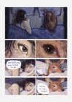 absurd_res ambiguous_gender bed comic deer dialogue duo english_text female feral furniture hi_res hsiangarts human inside lying mammal on_bed on_side text traditional_media_(artwork)