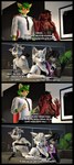 3d_(artwork) absurd_res alicia_(domibun) angry anthro bovid bunny_costume canid canine canis caprine clothing comic conditional_dnp costume cousins_(lore) dialogue digital_media_(artwork) domibun eyewear female fox gesture glasses goat greeting group hi_res huge_filesize kole_(domibun) male male/female mammal maxine_(domibun) peter_west_(shockstarbaby) piercing romantic romantic_couple source_filmmaker_(artwork) upset warfare_goat waving wolf