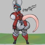 1:1 anthro armor big_breasts big_butt breasts butt capcom female flying_wyvern hi_res huge_breasts huge_butt humanoid male mammal maze_(mazemaus) mazemaus monster_hunter mouse murid murine rath_wyvern rathalos rear_view rodent skimpy_bikini solo thick_thighs unconvincing_armor