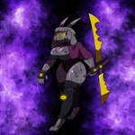 1:1 absurd_res animate_inanimate anthro armor bodysuit bovid caprine clay clothing dirtymac female goat hi_res jacket jewish_mythology mammal mythological_creature mythological_golem mythology one_piece_suit purple_clothing purple_jacket purple_topwear skinsuit tight_clothing topwear weapon yellow_eyes