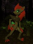 3:4 3d_(artwork) clothing digital_media_(artwork) forest generation_5_pokemon hi_res latex male nintendo plant pokemon pokemon_(species) suit tree vulpivoid zoroark