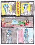 anthro aubrey_ferris blood blue_hair bodily_fluids breasts clothed clothing comic death dialogue duo english_text explosion felid female hair happy inner_monologue lion mammal mia_(aubrey_ferris) nude onomatopoeia pantherine rabid_(webcomic) red_eyes snuff sound_effects speech_bubble suicide text thinking thought_bubble