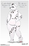 belly big_belly butt canid canine canis cudacore dalmatian domestic_dog english_text hi_res looking_at_viewer male mammal nude pascal_(cudacore) paws pregnant pregnant_male tail talking_to_viewer text