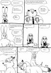 anthro benjamin_clawhauser bernielover beverage blush canid canine cheetah clothing comic dialogue disney electronics embarrassed english_text felid feline female fox gideon_grey group hi_res judy_hopps lagomorph leporid male mammal monochrome nate_hopps nick_wilde nude phone rabbit red_fox simple_background speech_bubble text true_fox white_background zootopia