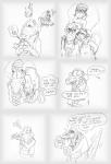 alligator alligatorid anthro ape black_and_white bottomless clothed clothing comic crocodile crocodilian diddy_kong diddy_kong_racing dixie_kong donkey_kong_(series) english_text female fully_clothed group haplorhine hi_res kong kremling kritter_(kremling) krunch_the_kremling male mammal monkey monochrome nintendo primate reptile scalie shesamonkey simple_background text tiny_kong white_background