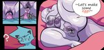 absurd_res anthro areola breasts comic dewott duo english_text fattmana female generation_5_pokemon generation_6_pokemon genitals goodra hi_res impregnation_request male male/female mating_hotel nintendo nipples penetration penile penile_penetration penis penis_in_pussy pokemon pokemon_(species) purple_areola purple_nipples purple_pussy pussy tail text vaginal vaginal_penetration