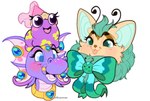 2023 antennae_(anatomy) blep blue_eyes blush dragon draik_(neopets) eyelashes faerie_neopet fangs female feral ferwanwan fluffy gastropod group hi_res jewelry mammal mollusk mythological_creature mythological_scalie mythology neopet_(species) neopets petpet_(neopets) scalie simple_background slug teeth tongue tongue_out trio white_background xweetok