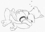 2015 abra erection eyes_closed feral generation_1_pokemon genitals lying male mammal monochrome nintendo open_mouth penis pokemon pokemon_(species) simple_background sleeping solo traditional_media_(artwork) white_background yaroul