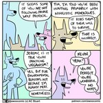 1:1 ac_stuart ambiguous_gender anthro asking asking_another awoo_(ac_stuart) base_two_layout blue_background blue_body blue_fur canid canine canis comic dialogue english_text eyebrows eyes_closed eyewear fangs feral four_frame_grid four_frame_image fur glasses green_background grey_body grey_fur grid_layout group holding_object holding_paper jeremy_(slothwolf) kevin_(ac_stuart) male_(lore) mammal name_drop name_in_dialogue noob_the_loser nude open_mouth open_smile paper pink_background pink_wolf_(ac_stuart) question questioning_tone regular_grid_layout simple_background smile sparkles species_in_dialogue speech_bubble talking_to_another teeth text tim_(ac_stuart) two_row_layout url vegan wolf yellow_background yes-no_question