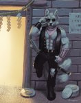 Rating: s
ID: 5340342
Date: 2025-01-30 10:31:34 -0500
Status: active
Score: 15
2_tails abs alley anthro arctic_fox armband bare_chest belt biceps black_armband black_belt black_bottomwear black_clothing black_eyewear black_jacket black_leather black_leather_jacket black_pants black_sunglasses black_topwear bodyguard bottomwear brick_wall canid canine clothed clothing cocky cocky_smile cuff_(restraint) dominant dominant_anthro dominant_male exposed_chest eyewear eyewear_on_head flirting flirting_look flirting_with_viewer fox fur hi_res jacket katana kerchief leaning leaning_on_wall leather leather_clothing leather_cuffs leather_daddy leather_jacket leather_topwear looking_at_viewer male mammal manly masculine masculinity melee_weapon multi_tail muscular muscular_anthro muscular_male night ninja open_clothing open_jacket open_topwear pants pecs pink_kerchief restraints rrougarou1 samurai scabbard seducing_viewer seductive sleeveless_jacket sleeveless_topwear solo sunglasses sunglasses_on_face sunglasses_on_head sword sword_on_back tail thug topwear torn_bottomwear torn_clothing torn_pants true_fox unzipped_clothing unzipped_jacket wall_(structure) warrior weapon wearing_sunglasses white_body white_fur post #5340342