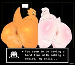 absurd_res alphys anthro anus big_butt blush bodily_fluids bovid butt caprine cellulite deltarune dialogue dripping duo embarrassed eyewear female fur genital_fluids genitals glasses goat hi_res horn huge_butt humanoid jaypixi lizard looking_at_viewer looking_back looking_pleasured mammal orange_body orange_fur overweight overweight_female pink_anus plump_labia puffy_anus pussy pussy_juice_drip raised_tail red_eyes reptile round_glasses scalie simple_background speech_bubble sweat sweatdrop tail take_your_pick teasing teeth text thick_tail thick_thighs toothy_grin toriel undertale_(series) vaginal_fluids white_body white_fur wide_hipped_anthro wide_hipped_female wide_hips