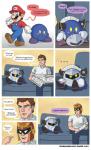 captain_falcon comic dialogue english_text f-zero furniture hi_res human kirby kirby_(series) male mammal mario mario_bros mask meta_knight newspaper nintendo sofa speech_bubble super_smash_bros. text url waddling_head yayster