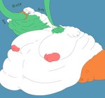 anatid anseriform anthro avian belly big_belly big_breasts big_butt bird blobby breasts butt chubby_cheeks daisy_duck disney duck fat_arms fat_cheeks feathers female fun_paste green_slime gulp_(sound_effect) hi_res huge_belly huge_breasts huge_butt huge_thighs hyper hyper_belly hyper_breasts hyper_butt hyper_thighs messy_eater morbidly_obese nipples nude obese orange_legs overweight pink_nipples skeletaleagle16 solo swallowing text thick_thighs tube_in_mouth weight_gain white_body white_feathers