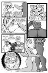 absurd_res alternating_focus anthro anthro_on_anthro antonio_(mdgusty) balls bear big_breasts big_john_(mdgusty) big_penis bodily_fluids body_swap breasts canid canine canis chest_tuft claws clothing comic confusion dave_(mdgusty) dialogue english_text erection fellatio female fox fur genitals group hair hi_res humanoid_genitalia humanoid_penis kneeling licking long_penis male male/female mammal mary_ann_(mdgusty) mdgusty monochrome muscular muscular_anthro muscular_male nude oral oral_penetration pecs penetration penile penis penis_lick porn_star porn_studio saliva sex shirt studio text thick_penis tongue tongue_out topwear tuft vein veiny_penis vianne_(mdgusty) wolf