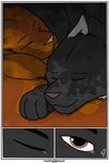 colored comic digital_drawing_(artwork) digital_media_(artwork) domestic_cat duo english_text felid feline felis feral hi_res jake_(warriors) male male/male mammal outside shaded sleeping tallstar_(warriors) text thathornycat warriors_(book_series)