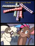 antlers blue_eyes bovid_horn brown_body brown_fur buckteeth caprine_horn chinese_finger_trap curled_horn ear_piercing ear_ring english_text fingertrap fur hi_res horn jackalope lagomorph male male/male mammal meme mouse mouse_tail murid murine oatnom piercing purple_eyes ram_horn ring_piercing rodent suggestive teeth text trevor-fox trevor-fox_(character)