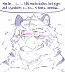 2017 anthro barazoku blush confession dialogue embarrassed english_text felid male mammal master/slave muscular muscular_anthro muscular_male pantherine solo text tiger urakata5x