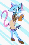 2023 anthro biped blue_body blue_eyes blue_fur blue_hair bottomwear buckteeth clothed clothed_anthro clothed_female clothing colored digital_drawing_(artwork) digital_media_(artwork) female female_anthro freckles fur hair hi_res kamykam mammal mia_mouse mouse murid murine pencil_skirt rodent skirt solo tail teeth topwear whiskers