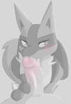 2023 absurd_res anthro anthro_focus artist_name aurapuparts blush blush_lines bodily_fluids digital_media_(artwork) duo erection fangs fellatio fingers first_person_view fur generation_4_pokemon genitals greyscale hand_on_penis hand_spike hi_res holding_penis human human_on_anthro human_pov humanoid_genitalia humanoid_penis interspecies licking looking_at_viewer lucario male male/male male_on_anthro mammal monochrome multicolored_body multicolored_fur neck_tuft nintendo nude open_mouth oral penile penis penis_lick pokemon pokemon_(species) pokephilia pupils saliva saliva_on_penis saliva_on_tongue sex signature simple_background solo_focus spikes spikes_(anatomy) spot_color sweat tail teeth tongue tongue_on_penis tongue_out tuft vein veiny_penis