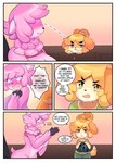 2017 alpaca animal_crossing anthro big_breasts blonde_hair blue_eyes blush blush_lines bodily_fluids bottomwear breasts camelid canid canine canis caught_in_the_act caught_masturbating clothed clothing clothing_lift comic cum cum_on_clothing dialogue domestic_dog duo embarrassed english_text female frown fur genital_fluids genitals green_eyes hair heart_eyes heart_symbol herm hi_res huge_breasts intersex isabelle_(animal_crossing) mammal masturbation nintendo open_mouth penis pink_body pink_fur pink_hair raikissu reese_(animal_crossing) shih_tzu shirt shirt_lift skirt speech_bubble text thick_thighs topwear toy_dog vein veiny_penis wide_eyed yellow_body yellow_fur