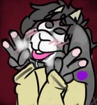 2017 ahegao akira_kimura anthro antlers blush bodily_fluids clothed clothing digital_media_(artwork) fur hair horn jackalope lagomorph long_ears looking_pleasured male mammal maxwtv simple_background solo tongue tongue_out trans_(lore) trans_man_(lore)