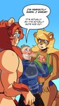 2019 anthro arm_hair biped bisexual black_bottomwear black_clothing black_pants blonde_hair blue_clothing blue_shirt blue_topwear body_hair bottomwear brown_body brown_fur callie_(furry_force) clothed clothing collegehumor comic crop_top cutoffs daisy_dukes denim denim_bottomwear denim_clothing dialogue digitigrade english_text felid female fur furry_force glacier green_clothing green_shirt green_topwear group hair hairy_legs hi_res hotpants human ice kneeling komoroshi_(artist) larger_anthro larger_male leon_(furry_force) lion long_hair male male/female male/male mammal mane pantherine pants plantigrade red_clothing red_mane red_thong red_underwear rodent sciurid shirt shorts size_difference smaller_human smaller_male smile soaked speech_bubble squirrel_tail sweater text thong thong_only topless topwear tree_squirrel trio underwear underwear_only water wet wet_clothing wilson_(furry_force) yellow_body yellow_fur