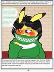 absurd_res anthro blue_eyes blush clothing dialogue english_text female generation_1_pokemon hair hi_res ms._aeris_nester_(rodent_powered) narration nintendo pikachu pokemon pokemon_(species) pokemon_mystery_dungeon rodent_powered_(softestpuffss) softestpuffss solo speech_bubble spike_chunsoft text