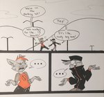 2017 3_panel_comic annoyed anthro avian bird bottomwear clothing cloud comic confusion corvid corvus_(genus) crow denim denim_bottomwear denim_clothing dialogue domestic_cat dots duo english_text felid feline felis female germ_warfare_(nitw) hat headgear headwear humor jacket jeans mae_borowski male mammal mountain narrowed_eyes night_in_the_woods oscine outside pants parking_lot passerine redphlannel shirt smile speech_bubble spread_arms squint squinted_eyes street_lamp t-shirt text topwear traditional_media_(artwork) wtf_face yelling