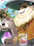 Rating: s
ID: 5657901
Date: 2025-06-21 11:20:25 -0400
Status: active
Score: 8
anthro ashikakoshika asian_clothing bear bell ben_bigger brown_bear chinese_clothing claws clothing dessert detailed_background duo east_asian_clothing eye_scar eyewear facial_scar fangs food giant_panda glasses grizzly_bear jingle_bell male mammal mihoyo mixed-language_commentary open_mouth pan_yin_hu pawpads round_glasses scar shaved_ice shirt signature smile teeth topwear ursine wok yellow_clothing yellow_shirt yellow_topwear zenless_zone_zero post #5657901