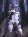 2024 5_fingers anthro areola bandage beast_(bloodborne) black_nipples bloodborne breasts candle canid canine canis cathedral claws covered_eyes curvy_figure dim_lighting dominant dominant_female erect_nipples female fingers fromsoftware front_view fur genitals grey_areola grey_nipples hair hi_res holding_pendant horn humanoid_genitalia humanoid_pussy inside jewelry larger_anthro larger_female lf long_hair low-angle_view mammal medium_breasts monster mostly_nude mythological_canine mythological_creature mythology nipples pendant pointy_nose presenting pulling_bandage pussy seductive sharp_fangs sharp_teeth size_difference smile solo sony_corporation sony_interactive_entertainment standing tail teeth tuft veil vicar_amelia voluptuous were werecanid werecanine werewolf white_body white_fur white_hair window wolf wrappings