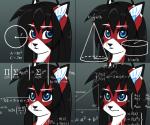 2017 android anthro ara_(fluff-kevlar) black_body black_fur black_hair blue_eyes conditional_dnp confusion cybernetics cyborg digital_media_(artwork) domestic_cat felid feline felis female fluff-kevlar frustrated fur hair humor machine mammal math math_lady meme multicolored_body multicolored_fur reaction_image red_body red_fur robot solo text two_tone_body two_tone_fur white_body white_fur