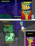 2011 city clothed clothing comic diamond_tiara_(mlp) equid equine eyes_closed female feral freckles friendship_is_magic green_hair hair hasbro hi_res hooves horn male mammal my_little_pony mythological_creature mythological_equine mythology night quadruped rydelfox smile snails_(mlp) text unicorn