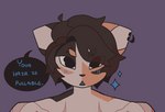 2023 anthro blush brown_body brown_fur brown_hair calico_cat callie_(vinqou) dialogue domestic_cat ear_piercing english_text eyebrow_piercing facial_piercing felid feline felis fur hair mammal orange_body piercing solo text trans_(lore) trans_man_(lore) vinqock white_body white_fur