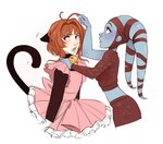 aayla_secura alien alien_humanoid allimack alternative_fashion animal_humanoid blue_body blue_skin blush brown_hair cardcaptor_sakura cat_humanoid crossover duo felid felid_humanoid feline feline_humanoid female female/female hair human humanoid humanoid_on_humanoid j-fashion kinomoto_sakura lekku_(anatomy) lips lolita_(fashion) magical_girl_outfit mammal mammal_humanoid open_mouth sakura_kinomoto star_wars sweet_lolita teeth twi'lek