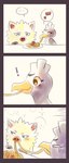 Rating: s
ID: 5084010
Date: 2024-09-30 05:37:31 -0400
Status: active
Score: 13
2018 3_panel_comic ambiguous_gender anthro beak blush comic digital_media_(artwork) duo eating ellipsis exclamation_point eyebrows eyelashes eyes_closed farfetch'd female feral flavia-elric food fur generation_1_pokemon hi_res humor looking_at_another male_(lore) mankey mouth_closed musical_note musical_symbol nintendo pasta paws plate pokemon pokemon_(species) pupils spaghetti sparkles standing symbol white_pupils white_sclera wings yellow_beak post #5084010