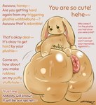 Rating: e
ID: 5381457
Date: 2025-02-18 09:21:09 -0500
Status: active
Score: 132
ambiguous_gender animate_inanimate anthro anus big_anus big_butt butt caption corruption digital_drawing_(artwork) digital_media_(artwork) huge_anus huge_butt huge_thighs lagomorph leporid living_plushie looking_at_viewer mammal plushie plushophilia puffy_anus rabbit shaded simple_shading solo text thick_thighs zeraniumz post #5381457