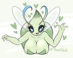 2020 3_fingers antennae_(anatomy) big_breasts blue_eyes breasts butt celebi digital_media_(artwork) english_text female fingers generation_2_pokemon green_body green_heart green_text heart_symbol humanoid latiar legendary_pokemon looking_at_viewer nintendo open_mouth open_smile pokemon pokemon_(species) pokemorph smile solo teeth text thick_thighs tongue white_sclera wide_hips wings