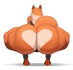 2024 ambiguous_gender anthro big_butt biped butt butt_heart canid canine clothed clothing crouching digital_media_(artwork) femboy footwear fox hair heart_symbol high_heels huge_butt long_hair male_(lore) mammal marilyn_(quotefox) multicolored_body muscular muscular_thighs orange_body quotefox rear_view shoes simple_background skimpy solo tail white_background