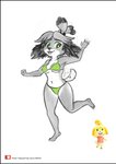 animal_crossing anthro bikini black_border border canid canine canis clothed clothing domestic_dog female hi_res isabelle_(animal_crossing) link6432 mammal midriff navel nintendo shih_tzu sketch solo swimwear text toy_dog two-piece_swimsuit url