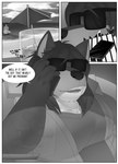 anthro canid canine canis comic dialogue domestic_dog hi_res ken_(sush1d0g3) male mammal monochrome solo sush1d0g3