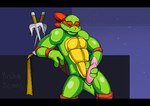 animal_genitalia animated anthro bodily_fluids erection eyes_closed genital_fluids genital_slit genitals holding_penis knee_pads leaking_precum leaning_on_wall low_res male mask melee_weapon mishajeans muscular nude penis precum raphael_(tmnt) reptile sai_(weapon) scalie short_playtime short_tail signature solo standing tail teenage_mutant_ninja_turtles turtle weapon