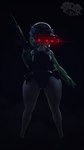 3d_(artwork) 9:16 absurd_res adriandustred aks-74u armor bulletproof_vest digital_media_(artwork) female gardevoir generation_3_pokemon green_hair hair headgear helmet hi_res holding_object holding_weapon night_vision_goggles nintendo pokemon pokemon_(species) solo thick_thighs weapon white_body wide_hips